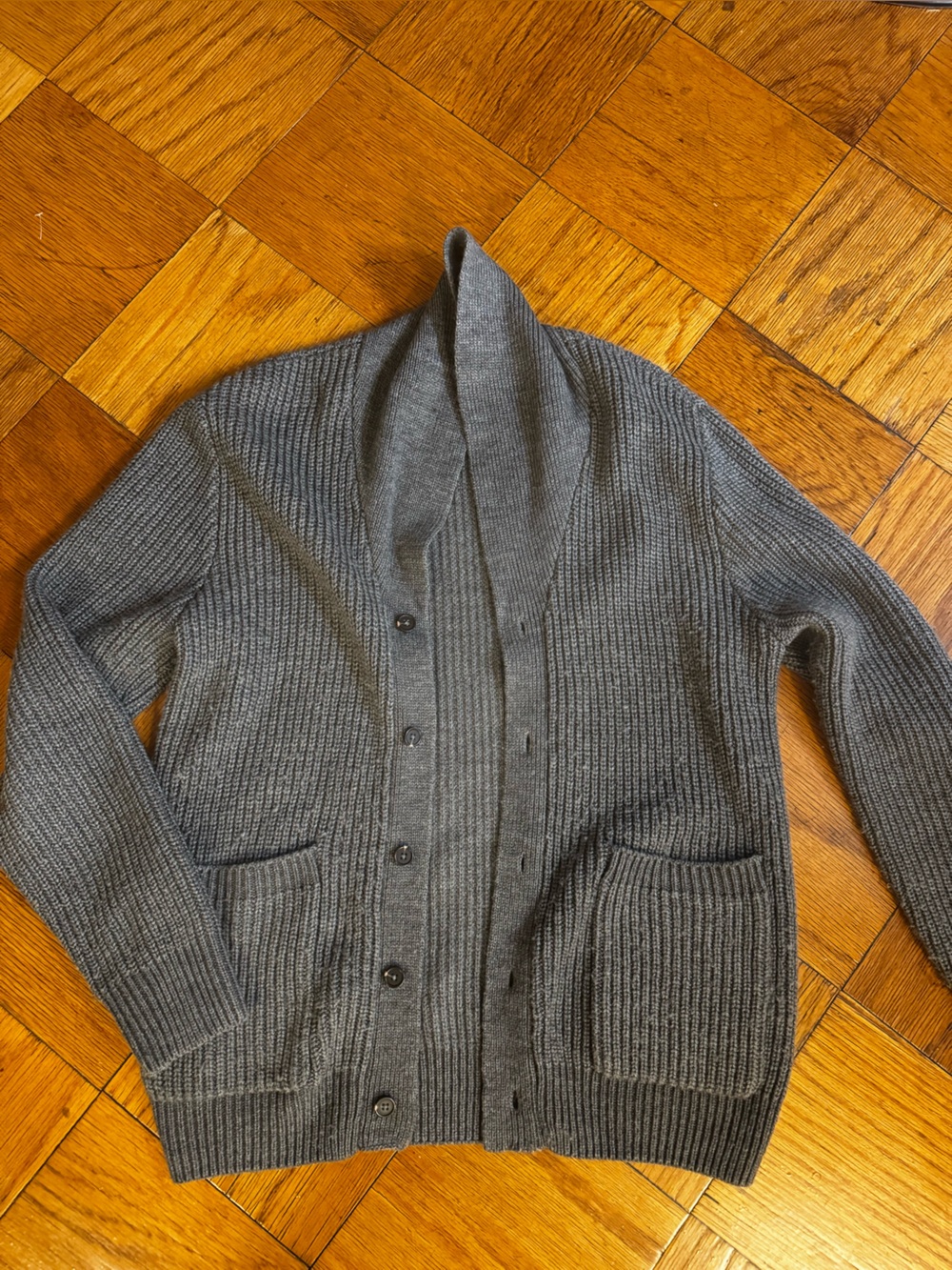 Men's Shawl Collar Cardigan Sweater - Gray